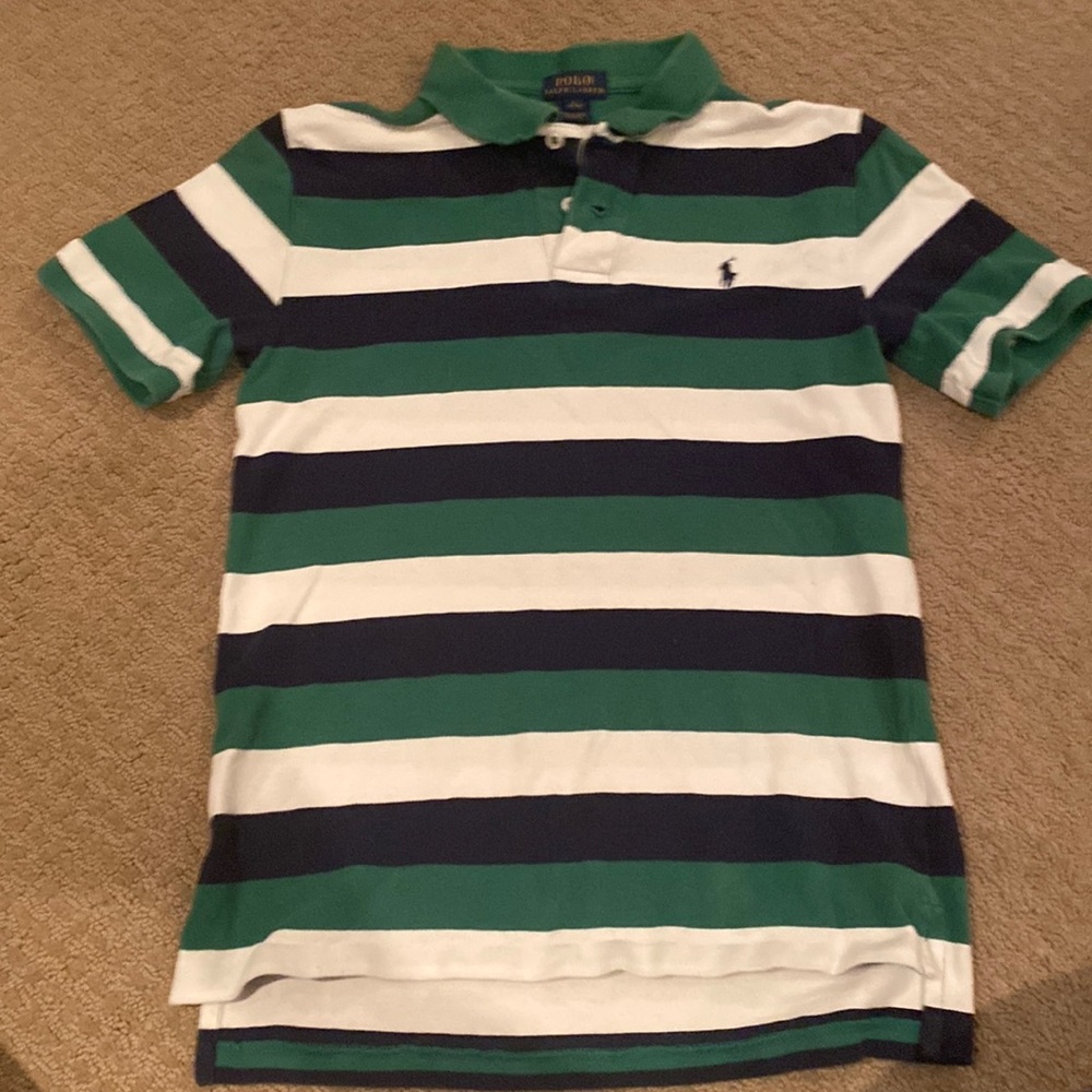Boys polo Ralph Lauren polo navy green and white stripes